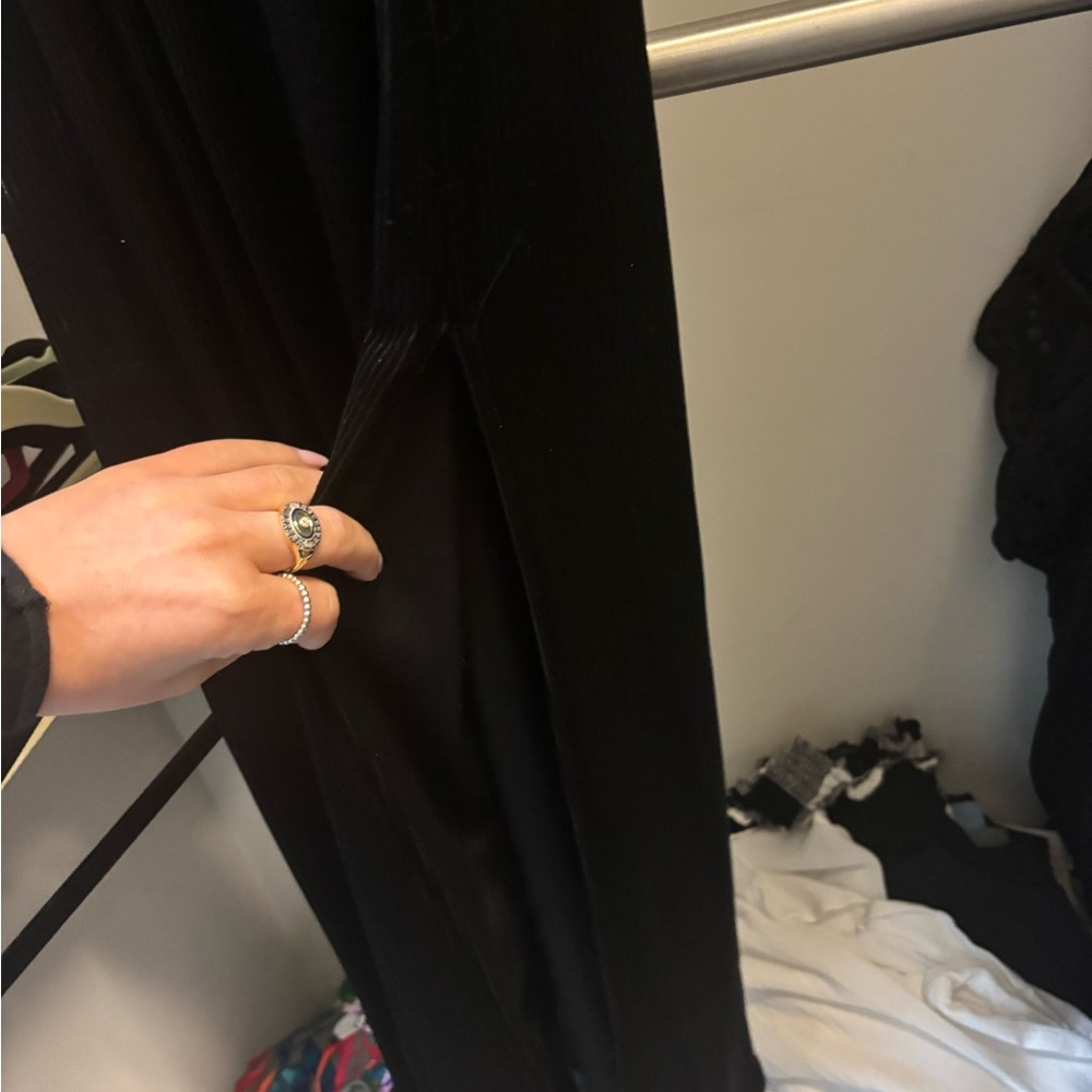 Black velvet Slip Dress with Spaghetti Straps - Picture 3 of 4